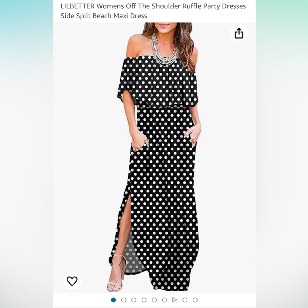 Polka-dot Off The Shoulder Party Dress